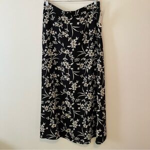 VTG NWT Maxi Skirt Black Dark Floral A-line 90s Grunge Whimisgoth Fairy Sz 14